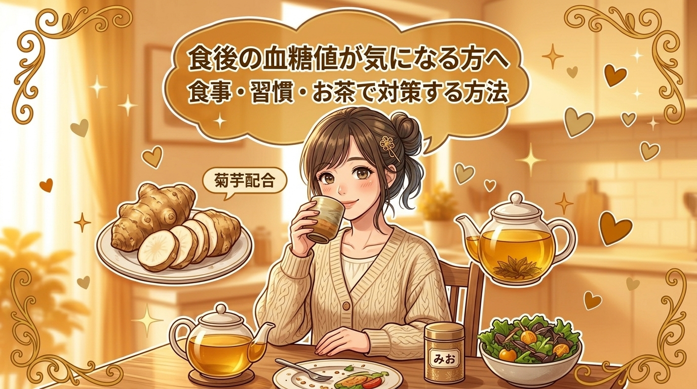 食後に血糖値が気になる人へ｜食事・習慣・お茶で対策する方法
