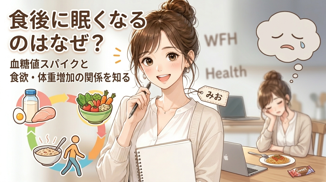 食後に眠くなるのはなぜ？血糖値スパイクと食欲・太りやすさの関係を整理