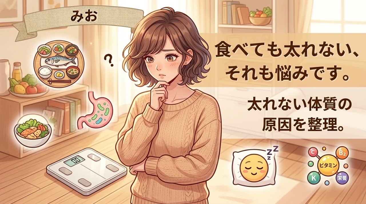 太れない体質はなぜ起こるのかを睡眠・栄養・胃腸から解説する記事