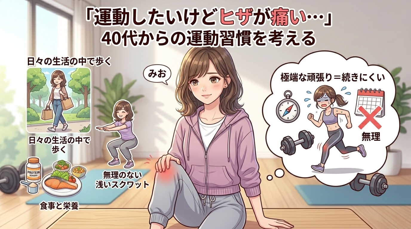 運動したいのに膝がつらい…膝が気になり始めたら知っておきたい運動習慣の考え方