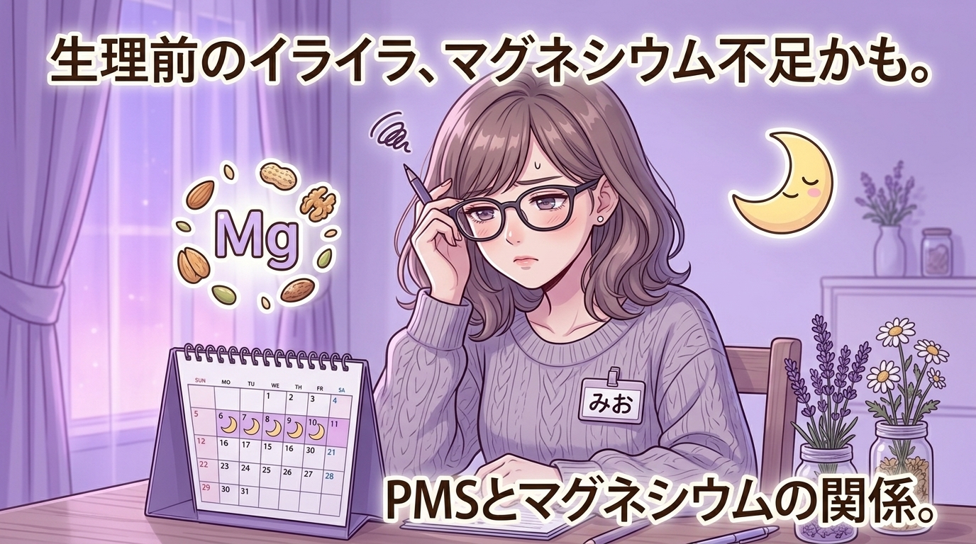 マグネシウムとPMSの関係｜生理前のイライラ・むくみに効く？