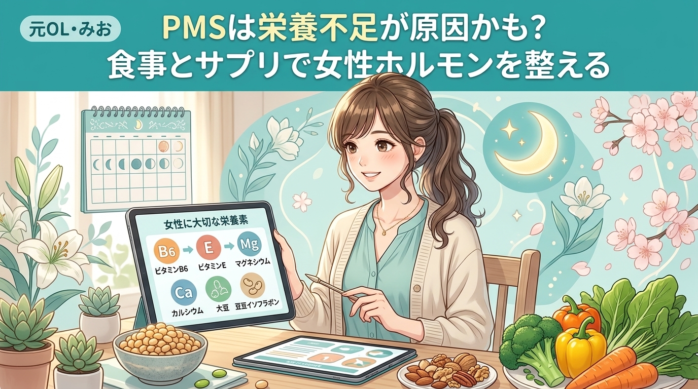 PMSがつらい原因は栄養不足かも？食事・サプリで整える女性ホルモンバランス